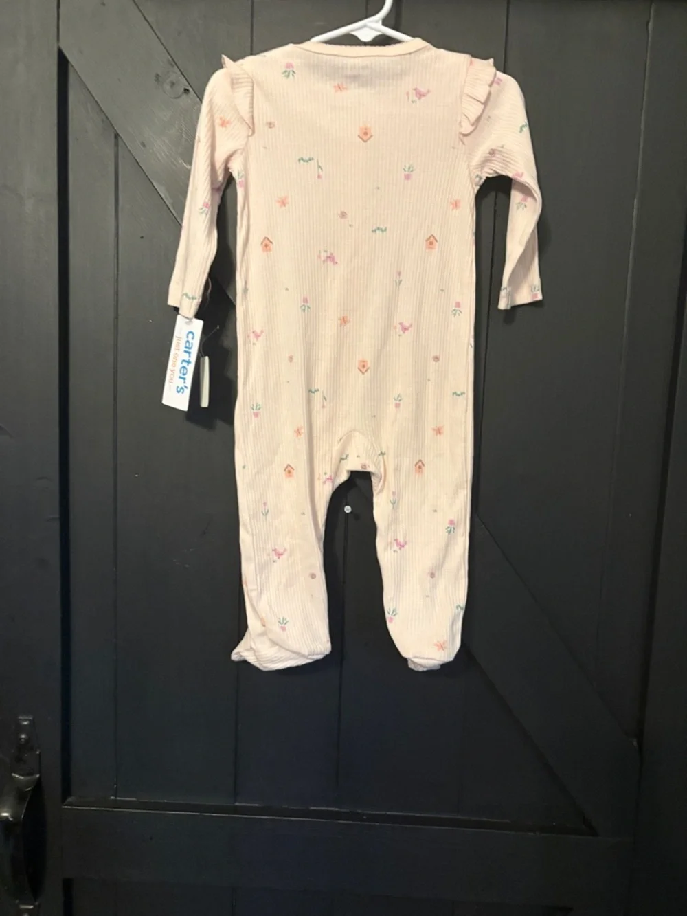 Carter's Light Peach Infant Onesie with Subtle Blue Print